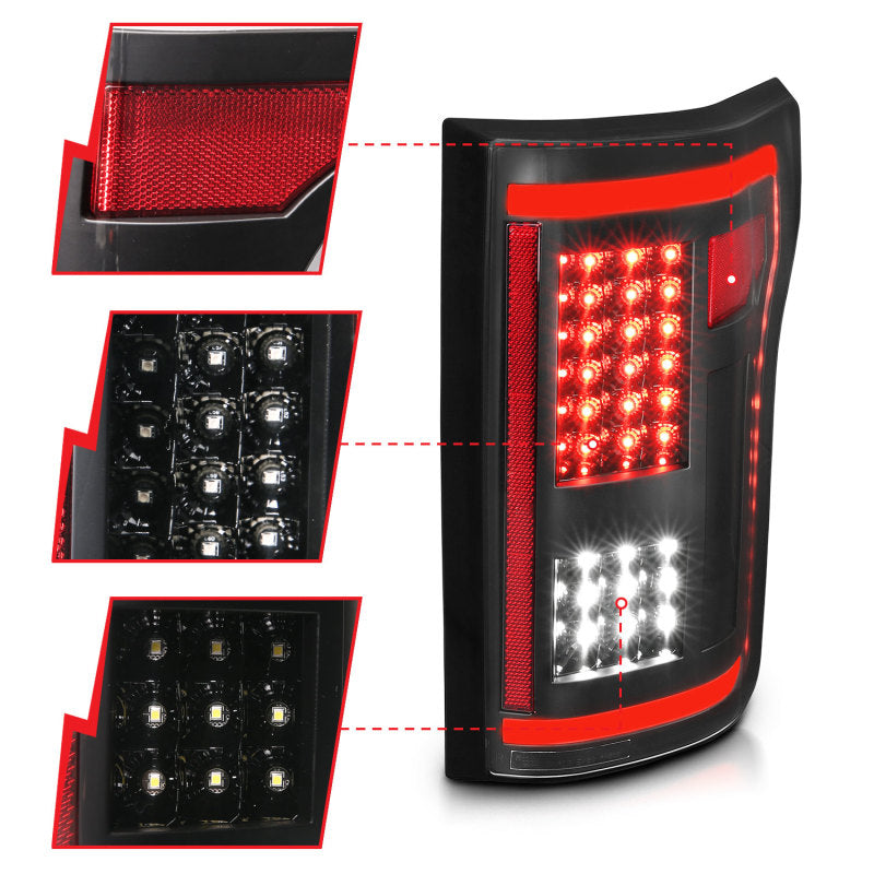 ANZO 2015-2017 Ford F-150 LED lanternas traseiras pretas