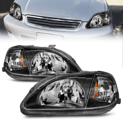 ANZO 1999-2000 Honda Civic Crystal Faróis pretos