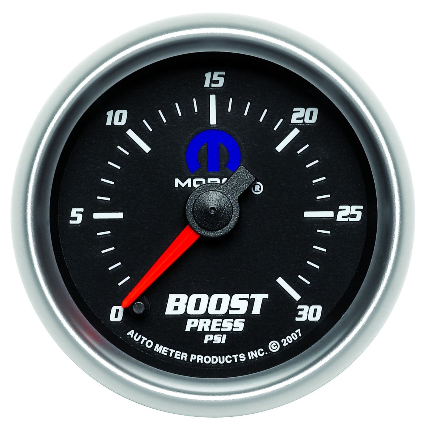 AutoMeter - 2-1/16" BOOST, 0-30 PSI, MOTOR PASO A PASO, NEGRO, MOPARR (880020)