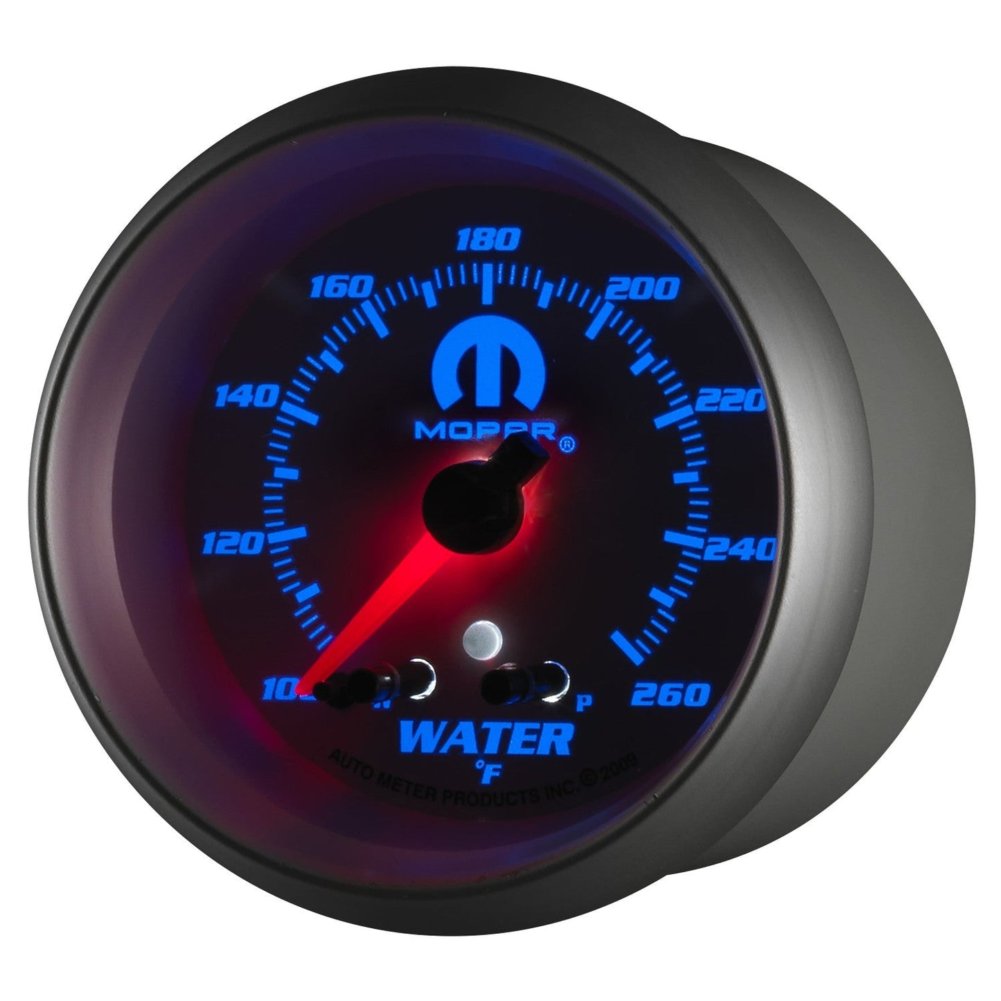 AutoMeter - 2-5/8" WATER TEMPERATURE, W/ PEAK & WARN, 100-260 °F, STEPPER MOTOR, WHITE, MOPAR (880250)