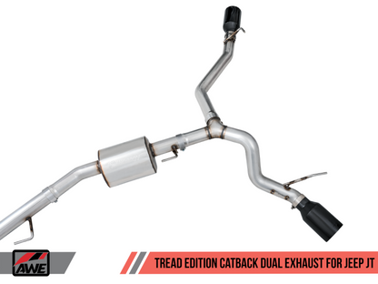 AWE Tuning 20-21 Jeep Gladiator JT 3.6L Tread Edition Cat-Back Escape Duplo - Diamond Black Tip