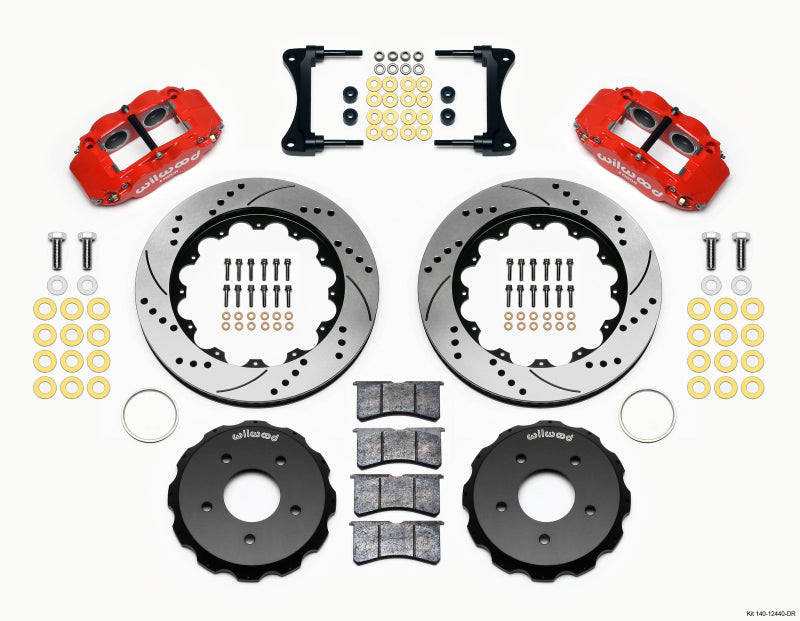 Wilwood Narrow Superlite 4R Kit de sombrero delantero 14.00in Drill Red 2007-Up Jeep Wrangler