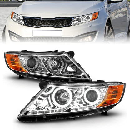 ANZO 2011-2013 Kia Optima Projector Faróis c/ Halo Chrome (CCFL)