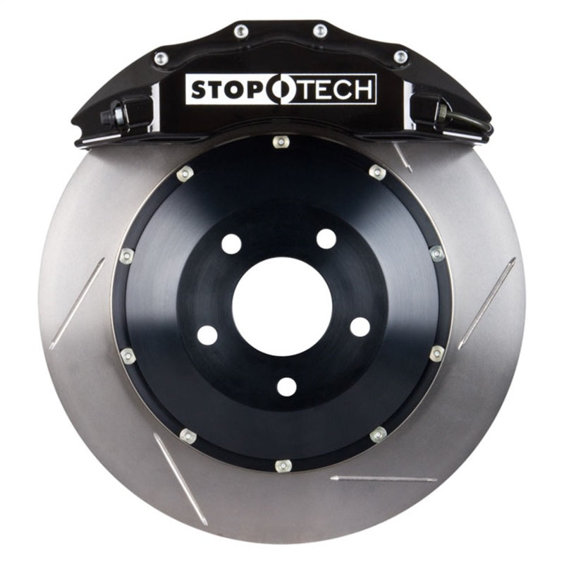 StopTech BBK 08+ BMW 135i Front 355x32 Black ST-40 Calipers Slotted Rotors Pads and SS Lines