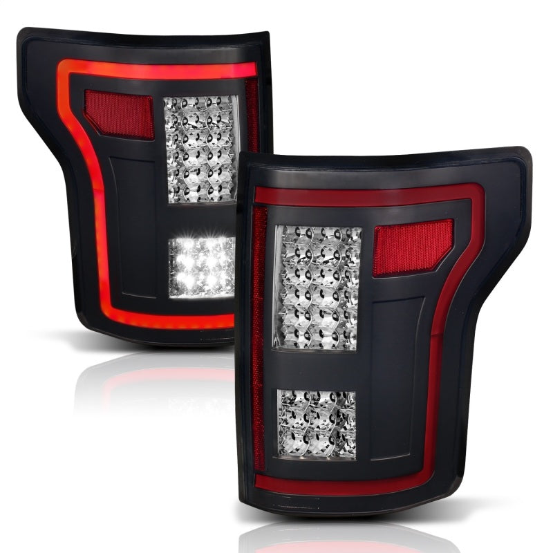 Lanternas traseiras de LED ANZO 15-17 Ford F-150 pretas com sequencial