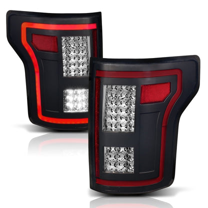 Lanternas traseiras de LED ANZO 15-17 Ford F-150 pretas com sequencial