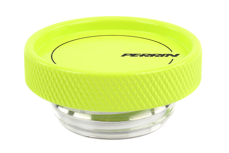 Perrin 02-21 Subaru WRX / 2022 BRZ &amp; GR86 / 04-21 STI / 00-18 Forester XT Tapa de llenado de aceite - Amarillo neón
