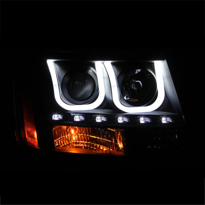 ANZO 2007-2013 Chevrolet Avalanche Projetor Faróis com U-Bar Preto