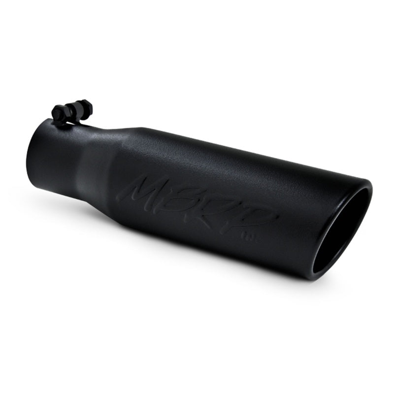 Ponta universal MBRP 3 pol. OD, extremidade laminada angular 2 entrada 12 comprimento - acabamento preto