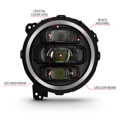 Projetor Full Led ANZO 2018-2019 Jeep Wrangler H.L Preto