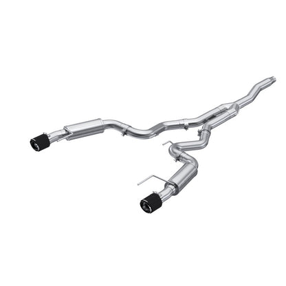 MBRP 19-22 Ford Mustang 2.3 EcoBoost 3 pol Cat-Back Dual Split traseiro com pontas de fibra de carbono de 4,5 pol (Race)