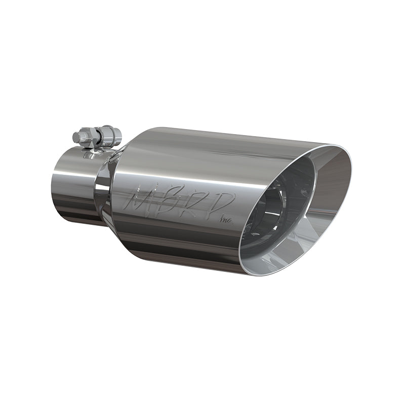 MBRP Punta universal 4.5 OD Pared doble Extremo enrollado en ángulo 2.5 Entrada 12 pulgadas de longitud - T304
