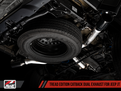 AWE Tuning 20-21 Jeep Gladiator JT 3.6L Tread Edition Cat-Back Escape Duplo - Diamond Black Tip