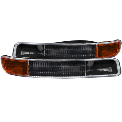 ANZO 1999-2006 Gmc Sierra 1500 Euro Luzes de estacionamento pretas com refletor âmbar