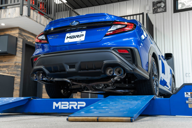 MBRP 2022 Subaru WRX Salida trasera doble dividida de 2,5 pulgadas con puntas Quad BE - T304