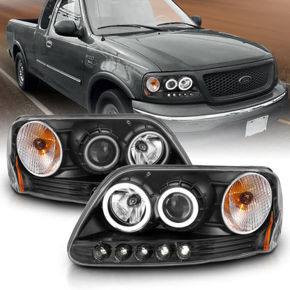 ANZO 1997-2003 Ford F-150 Projetor Faróis com Halo Preto (CCFL)