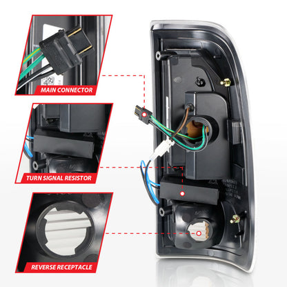 ANZO 1997-2003 Ford F-150 LED lanternas traseiras com barra de luz preto carcaça lente transparente