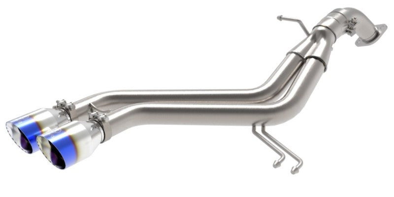 aFe Takeda 13-17 Hyundai Veloster L4-1.6L 2-1/2in 304 SS Escape con eje trasero con puntas de llama azul