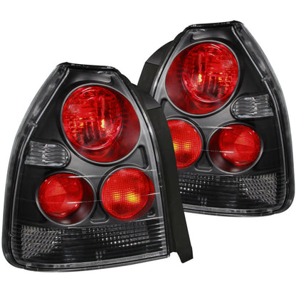 ANZO 1996-2000 Honda Civic Lanternas traseiras pretas