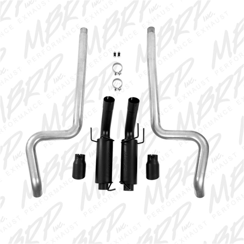 MBRP 11-14 Ford Mustang GT 5.0L 3in Cat Back Dual Split Rear Race Version 4in Tips - Negro