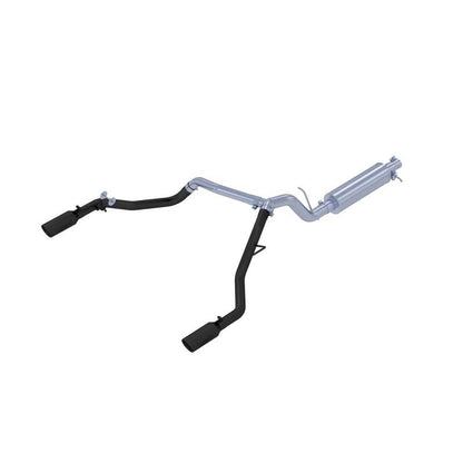 MBRP 19-20 Ford Ranger 2.3L 3in Dual Split Rear Outlet 4in OD Tips Black Coated Cat Back Escape
