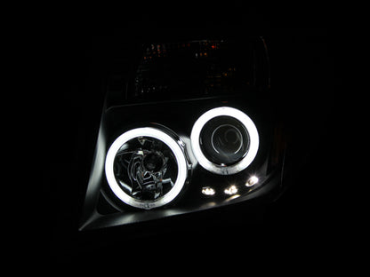 ANZO 2005-2008 Nissan Frontier Projetor Faróis com Halo Preto