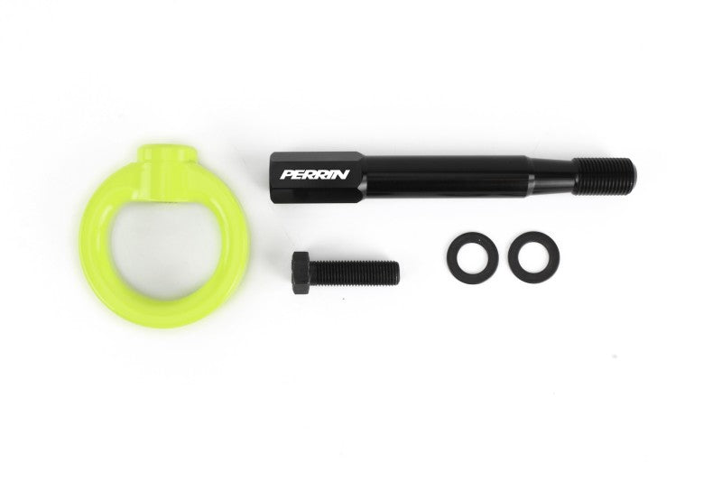 Perrin 18-21 WRX/STI / 13-20 BRZ / 17-20 Toyota 86 Kit de gancho de remolque delantero - amarillo neón