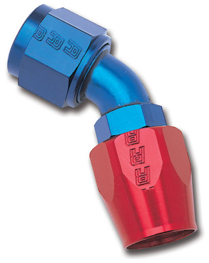 Extremidade da mangueira de fluxo total Russell Performance -6 AN vermelho/azul 45 graus