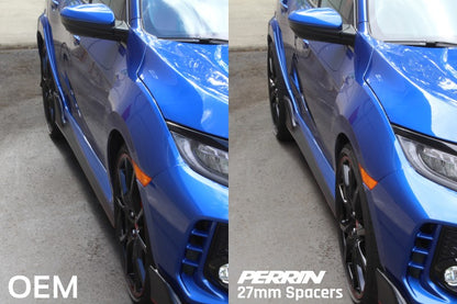 Perrin 17-18 Honda Civic Type R 64.1mm Hub 5x120 27mm Espaciadores de rueda (un par)