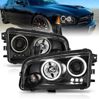 ANZO 2006-2010 Dodge Charger Proyector Faros delanteros con Halo Chrome (CCFL)
