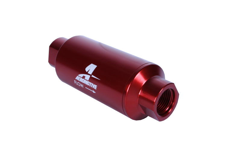 Filtro em linha aeromotivo - (AN-10) Elemento de microvidro de 10 mícrons com acabamento anodizado vermelho