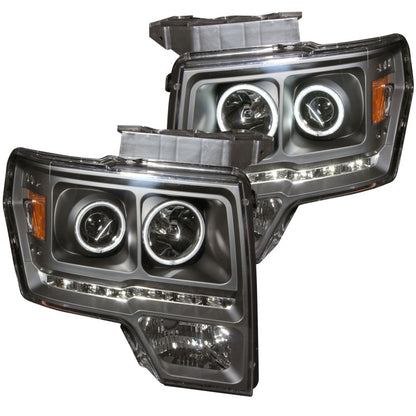 ANZO 2009-2014 Ford F-150 Projetor Faróis c/ Halo Black (CCFL) G2