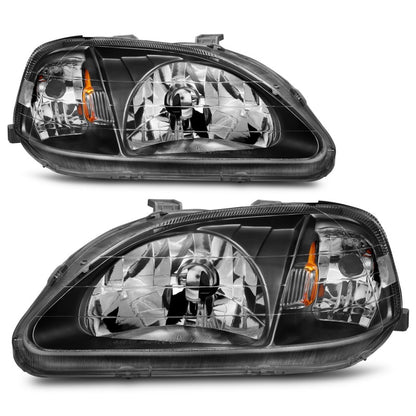 ANZO 1999-2000 Honda Civic Crystal Faróis pretos