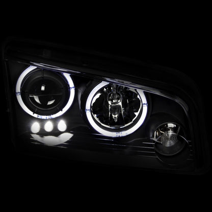 ANZO 2006-2010 Dodge Charger Projetor Faróis com halo preto