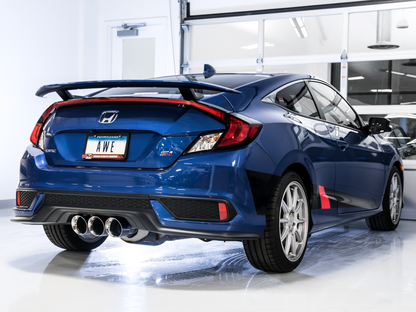AWE Tuning 17-20 Honda Civic Si 1.5L Turbo Kit de conversão de ponta dupla para tripla - Ponta prata cromada