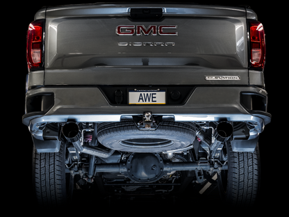 AWE Tuning 4th Gen GM 1500 5.3L 0FG Catback Split Rear Exit (Pára-choque plano) - Ponteiras duplas de diamante