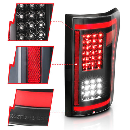 Lanternas traseiras de LED ANZO 15-17 Ford F-150 pretas com sequencial