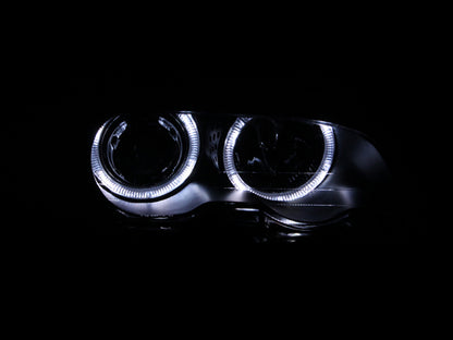 Faróis projetores ANZO 2000-2003 BMW Série 3 E46 com halo preto