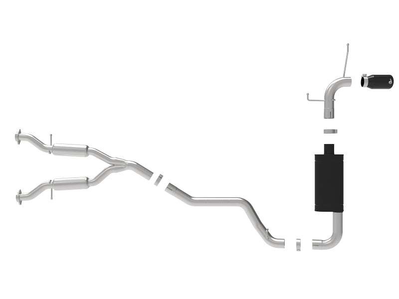 Escape aFe Large Bore HD 3in 304 SS Cat-Back com pontas pretas 14-19 Jeep Grand Cherokee (WK2) V6-3.6L
