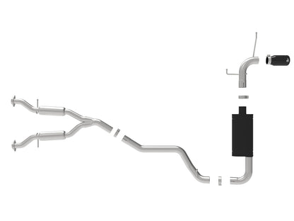 Escape aFe Large Bore HD 3in 304 SS Cat-Back com pontas pretas 14-19 Jeep Grand Cherokee (WK2) V6-3.6L