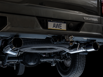 AWE Tuning 4th Gen GM 1500 5.3L 0FG Catback Split Rear Exit (Pára-choque plano) - Ponteiras duplas de diamante