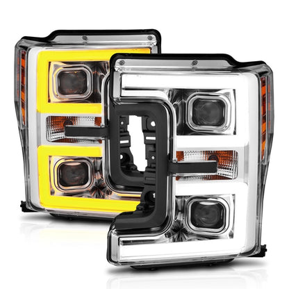 Faróis de LED ANZO 17-18 Ford F-250 Super Duty Plank-Style Farol de LED cromado (par)