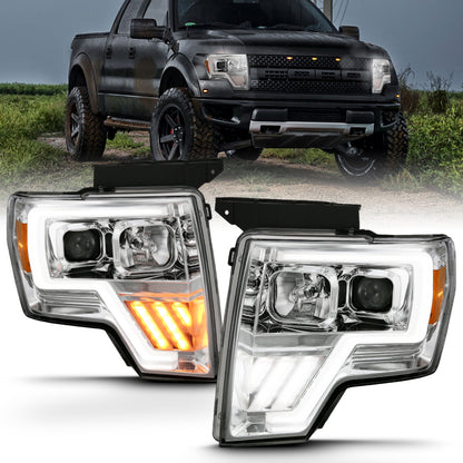 Projetor ANZO 2009-2013 Ford F-150 Barra de luz G4 Switchback HL Chrome Amber
