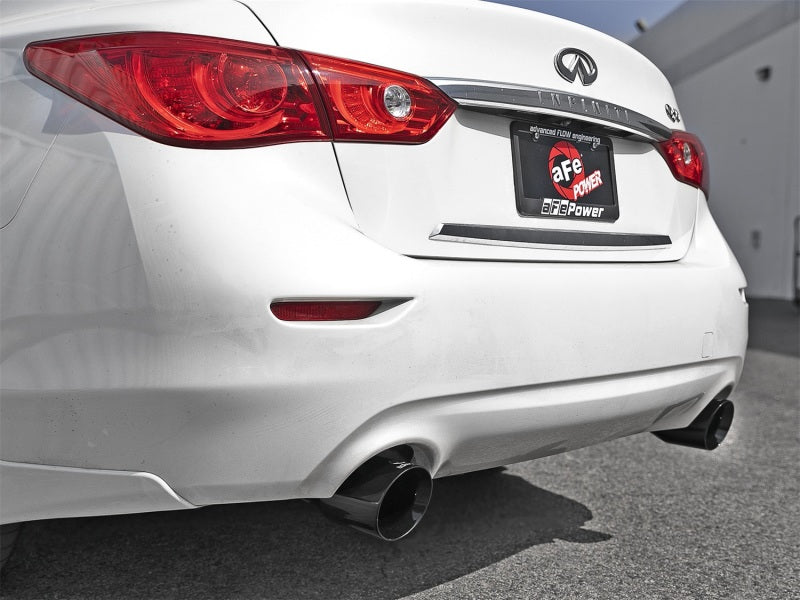 aFe Takeda 2.5in 304 SS Axle-Back Exhaust com pontas pretas 16-18 Infiniti Q50 V6-3.0L (tt)