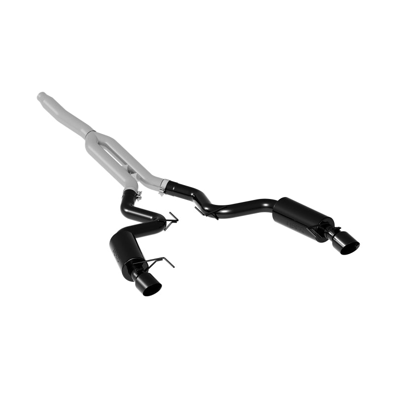 MBRP 15-18 Ford Mustang EcoBoost 2.3L Negro 3in Cat Back Doble salida trasera dividida (versión de calle)