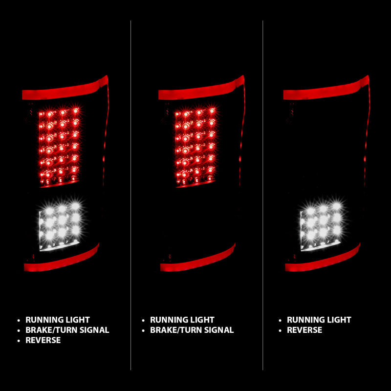 Lanternas traseiras de LED ANZO 15-17 Ford F-150 pretas com sequencial