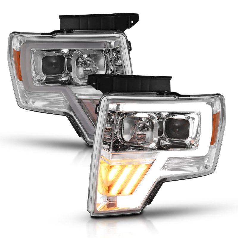 ANZO 2009-2014 Ford F-150 Projector Headlight Chrome Amber