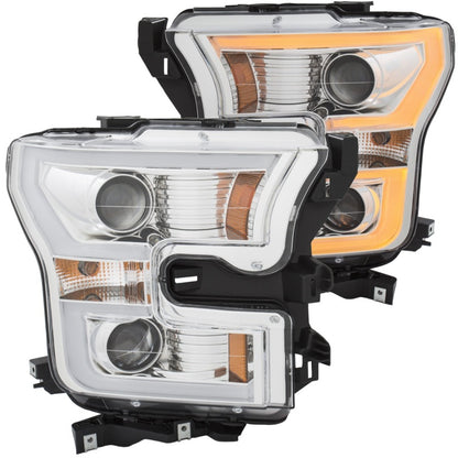 ANZO 2015-2017 Ford F-150 Projetor Faróis c/ Plank Style Switchback Cromado c/ Âmbar