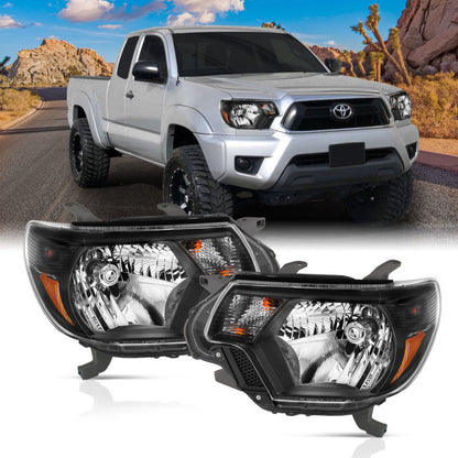 ANZO 2012-2015 Toyota Tacoma Crystal Faróis Preto