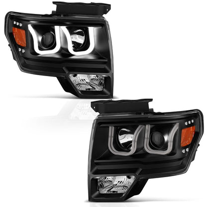 ANZO 2009-2014 Ford F-150 Projetor Faróis com U-Bar Preto